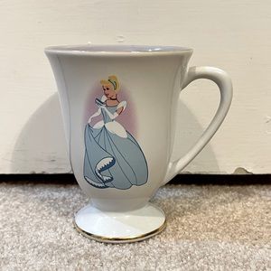~A Dream Is A Wish Your Heart Makes Cinderella Gold Trim Footed Disney Store Mug